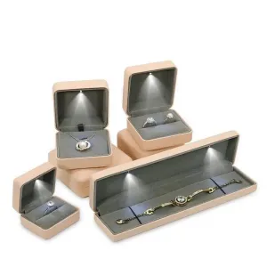 100PCs Jewelry Gift Leather LED Wedding Ring Boxes