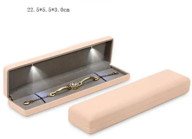 100PCs Jewelry Gift Leather LED Wedding Ring Boxes