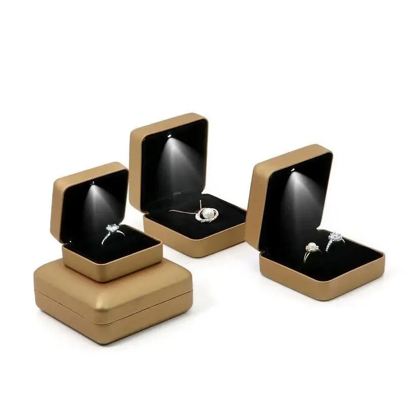 100PCs Jewelry Gift Leather LED Wedding Ring Boxes