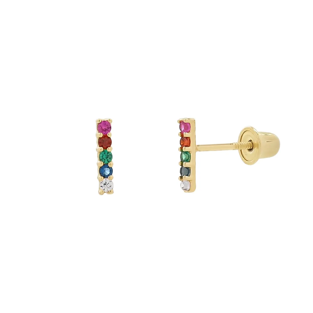 10k Solid Colorful CZ Bar Studs