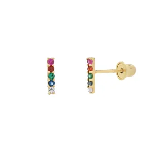 10k Solid Colorful CZ Bar Studs