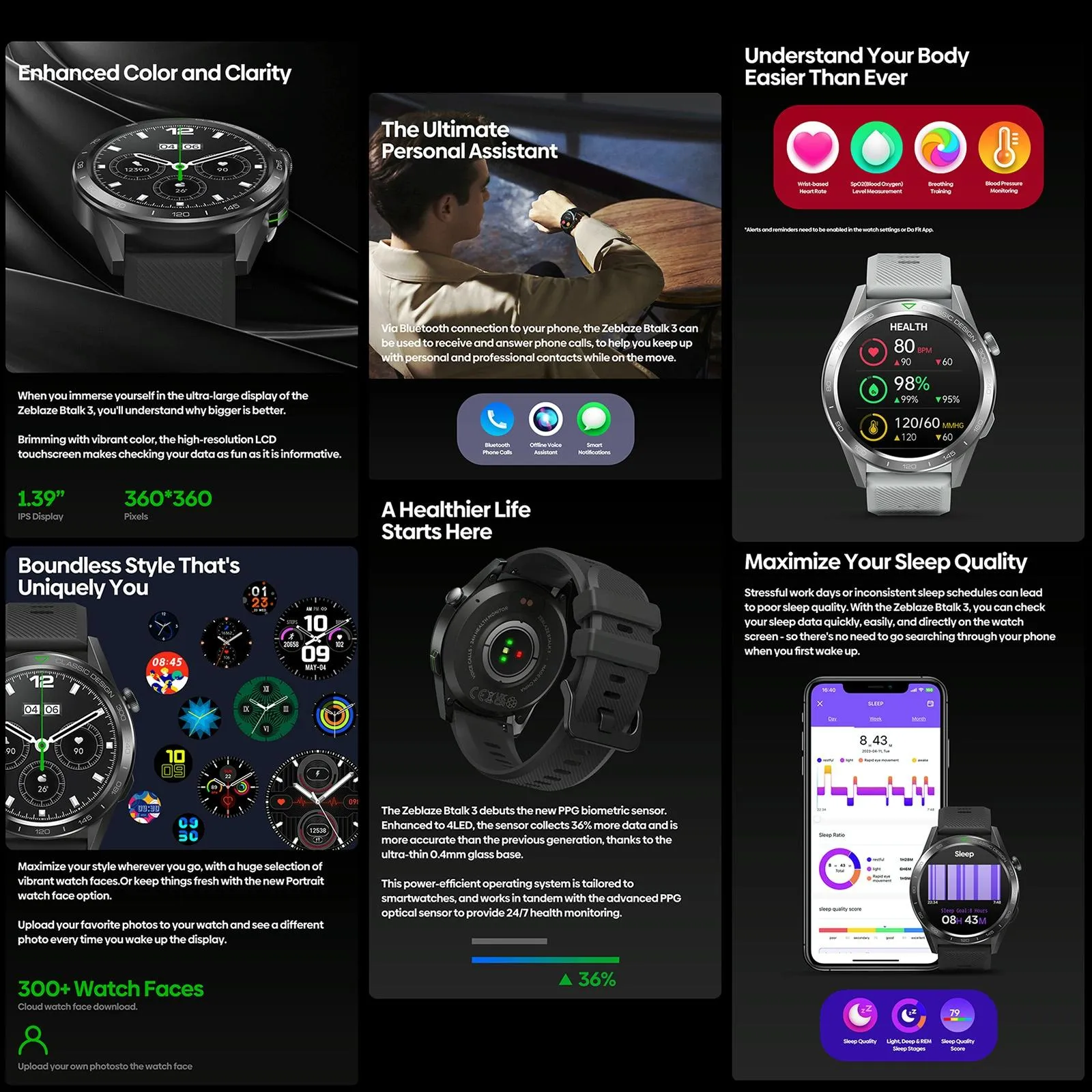 1.39 Inch Screen Voice Calling Smart Watch Support Heart Rate / Blood Pressure / Blood Oxygen