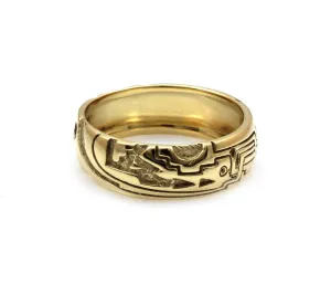 14k Gold Carved Ring