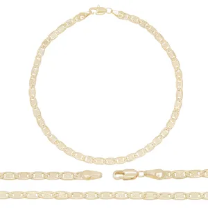 14K Gold Filled Anklet Diamond Cut Two Tone Mariner Chain Anklet 10"  Women Jewelry