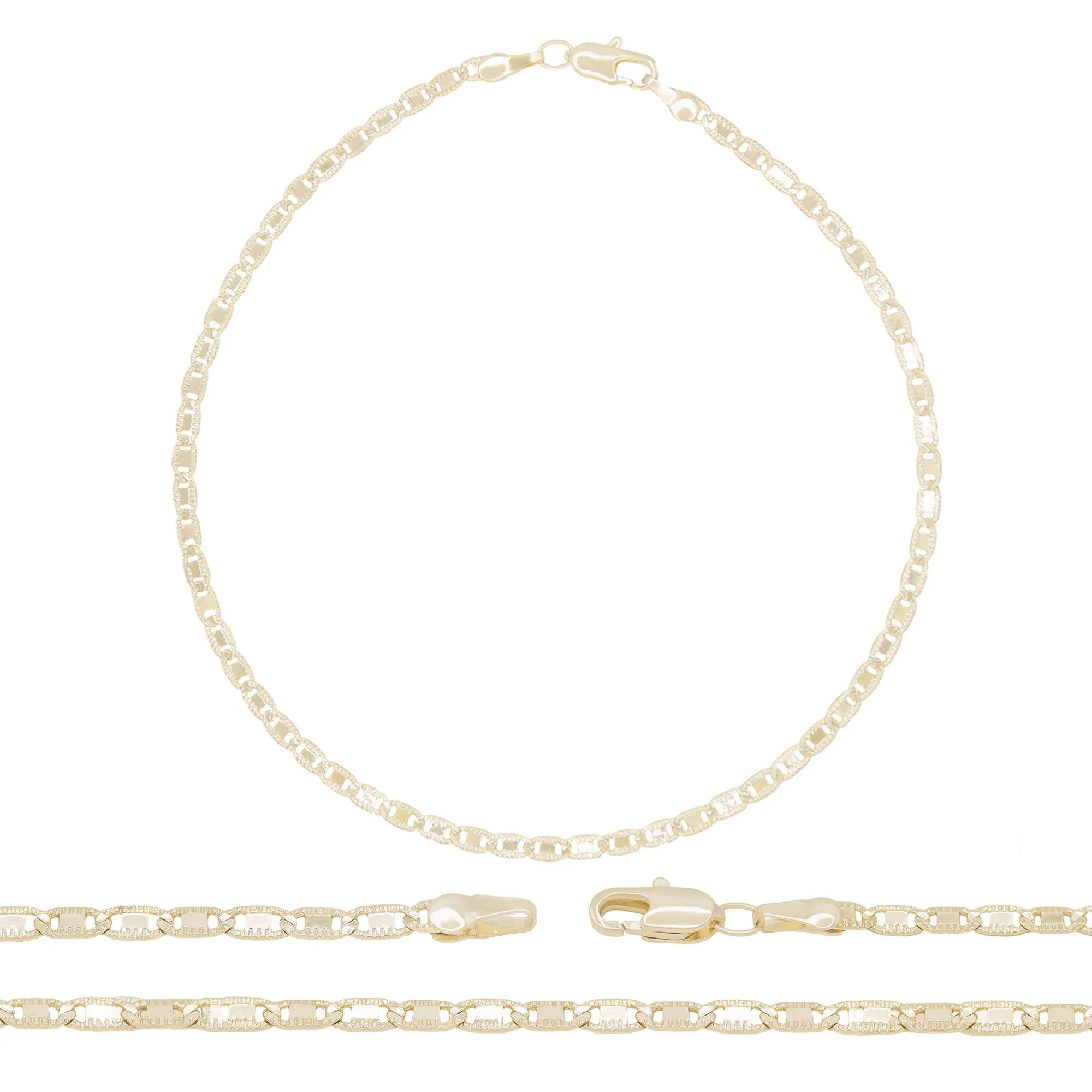 14K Gold Filled Anklet Diamond Cut Two Tone Mariner Chain Anklet 10"  Women Jewelry