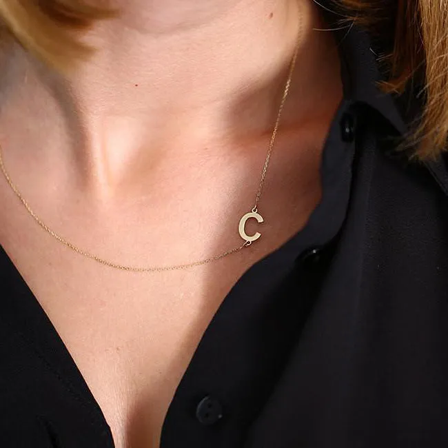 14k Gold Necklace with Initial Fine Jewelry