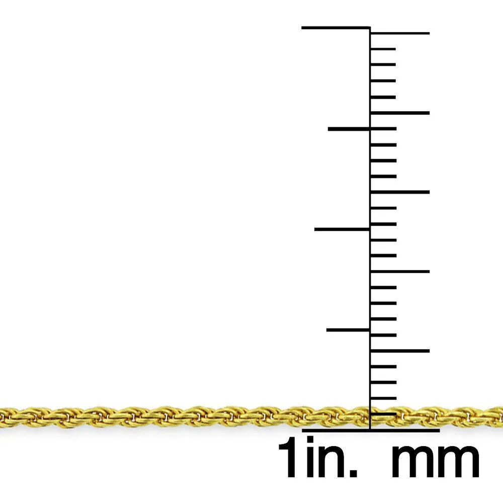 14K Gold Plated Sterling Silver Rope Diamond-Cut Link Necklace