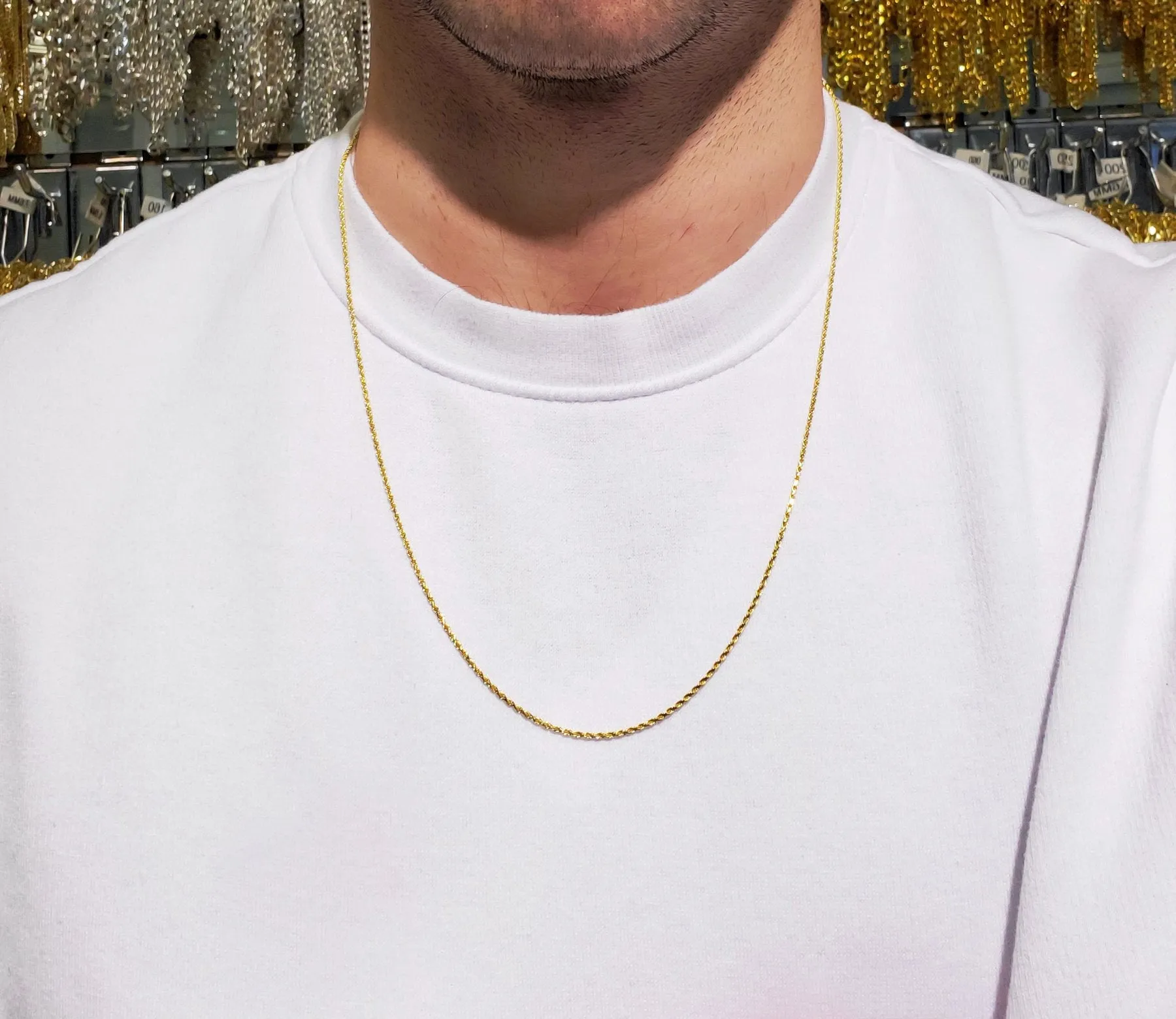 14K Gold Plated Sterling Silver Rope Diamond-Cut Link Necklace