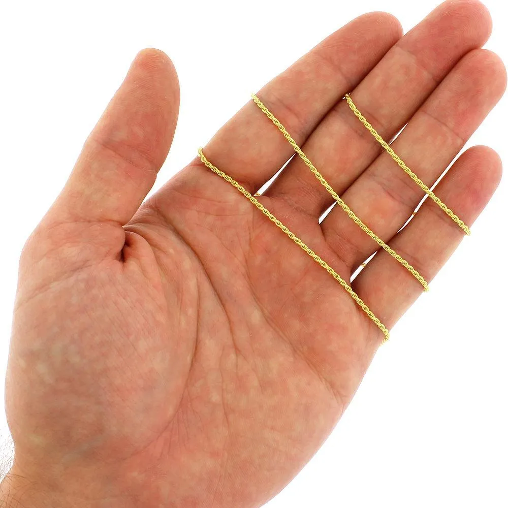 14K Gold Plated Sterling Silver Rope Diamond-Cut Link Necklace