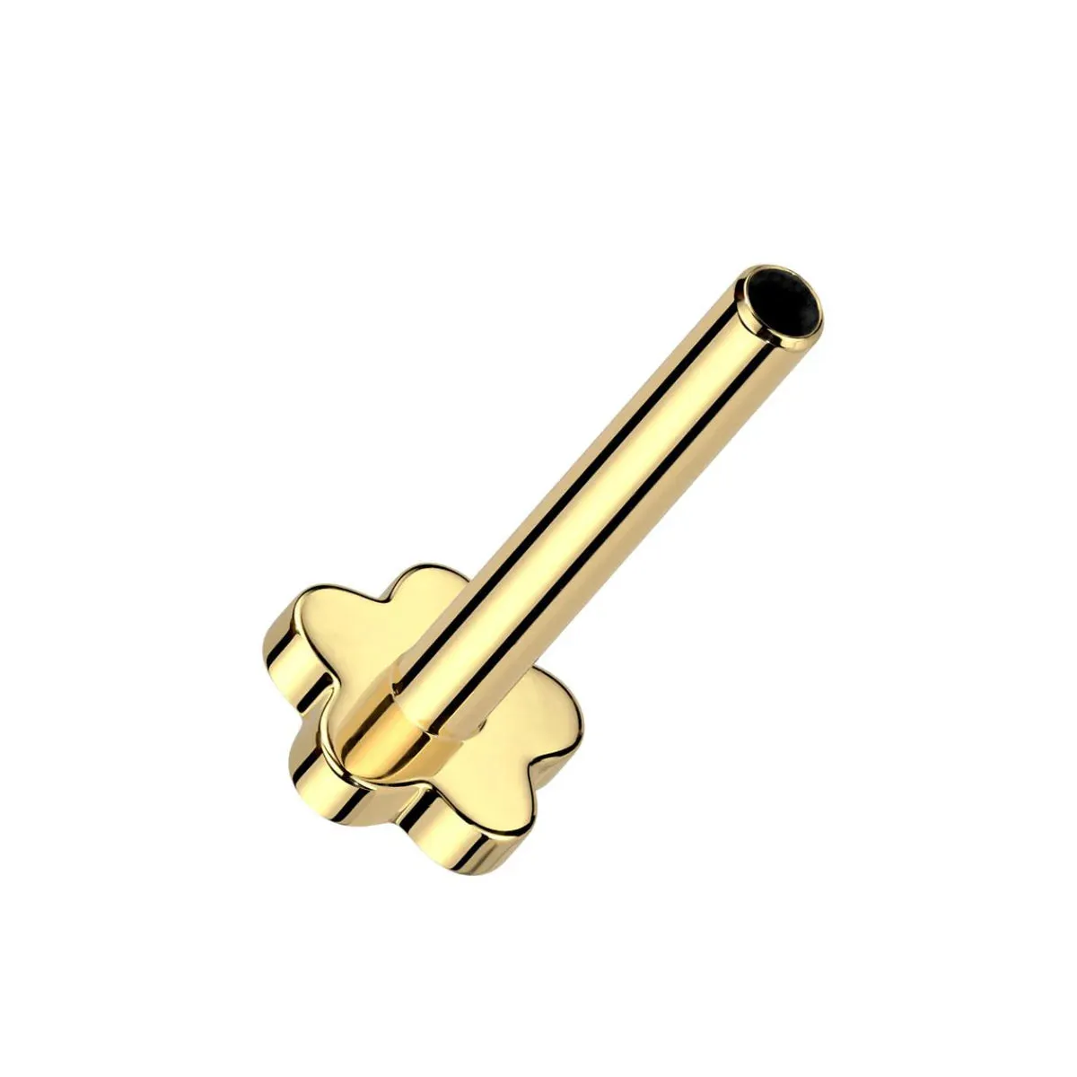14K Gold Threadless CZ Rainbow Curve Earring with Titanium Backing