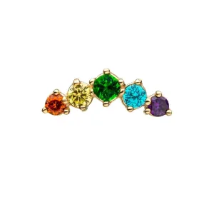 14K Gold Threadless CZ Rainbow Curve Earring with Titanium Backing
