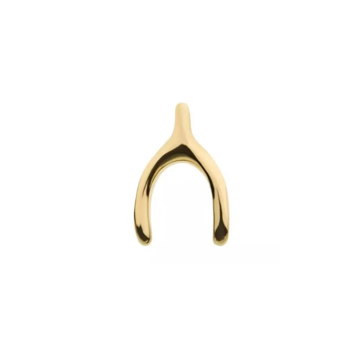 14K Gold Threadless Wishbone Earring with Titanium Backing