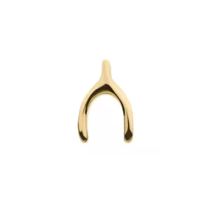 14K Gold Threadless Wishbone Earring with Titanium Backing