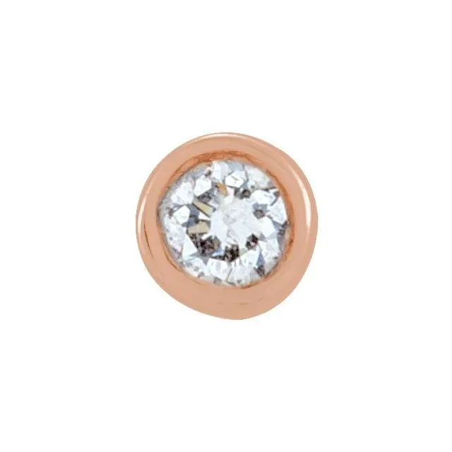 14K Rose Gold .02 CT Natural Diamond Micro Bezel Single Stud Earring
