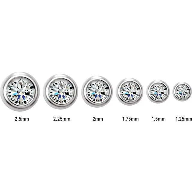 14K Rose Gold .02 CT Natural Diamond Micro Bezel Single Stud Earring