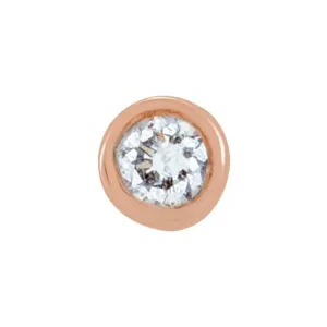 14K Rose Gold .02 CT Natural Diamond Micro Bezel Single Stud Earring