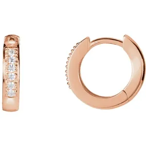14K Rose Gold .08 CTW Natural Diamond 12.5 mm Huggie Earrings