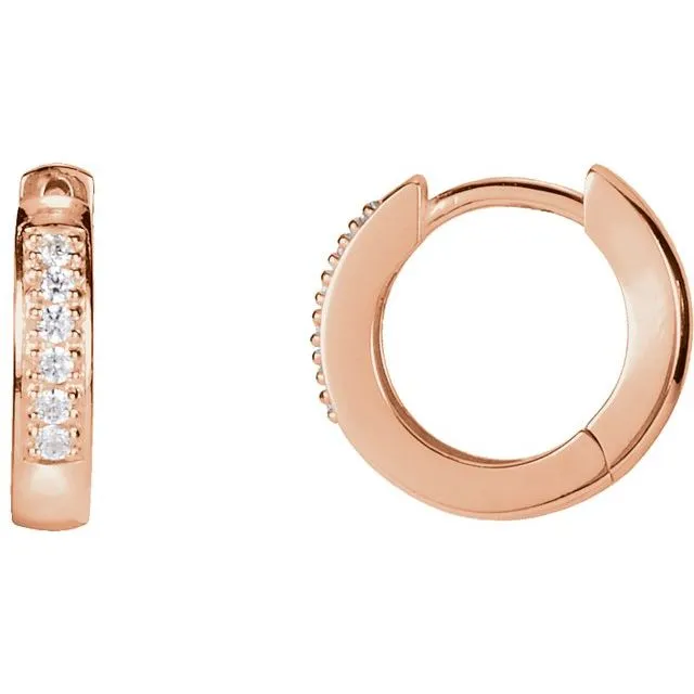 14K Rose Gold .08 CTW Natural Diamond 12.5 mm Huggie Earrings