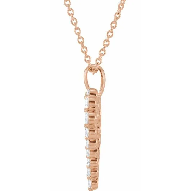 14K Rose Gold 1 CTW Natural Diamond Heart 18" Necklace