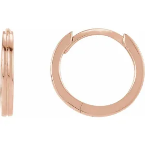 14K Rose Gold 10.3 mm Grooved Huggie Earrings