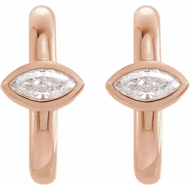 14K Rose Gold 1/8 CTW Natural Diamond Huggie Hoop Earrings