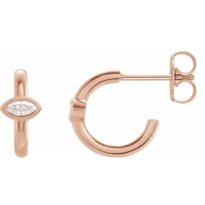 14K Rose Gold 1/8 CTW Natural Diamond Huggie Hoop Earrings