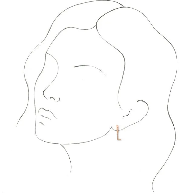 14K Rose Gold Initial L Hinged Huggie Earring