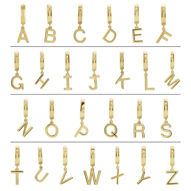 14K Rose Gold Initial L Hinged Huggie Earring