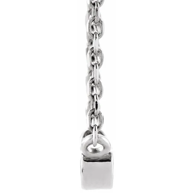14K White Gold .015 CT Natural Diamond Solitaire 16-18" Necklace