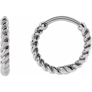 14K White Gold 11 mm Twisted Rope Huggies