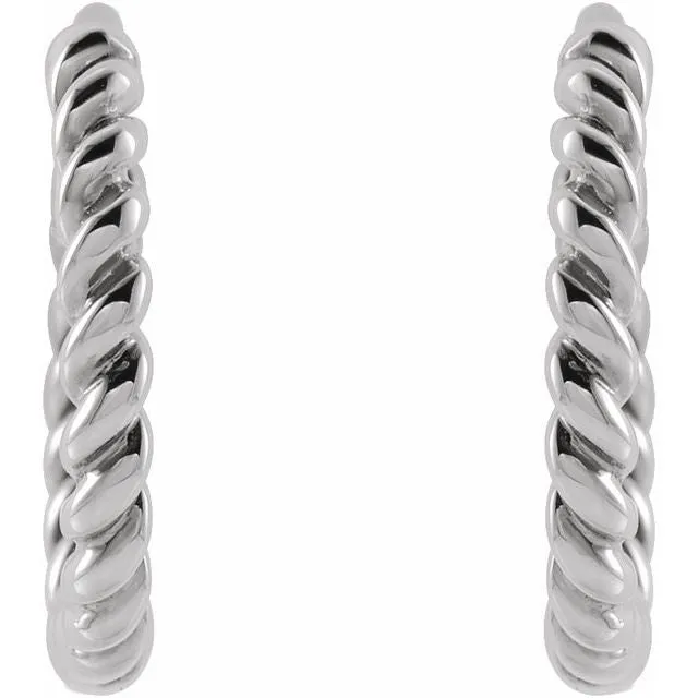 14K White Gold 11 mm Twisted Rope Huggies