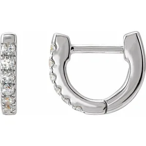 14K White Gold 1/8 CTW Natural Diamond Hoop Earrings
