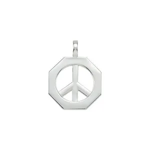 14K White Gold 28x21 mm Peace Sign Pendant
