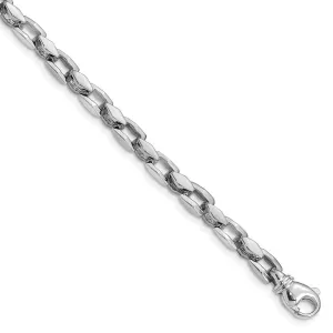 14k White Gold 4.5mm Hand Polished Fancy Link with Fancy Lobster Clasp Bracelet