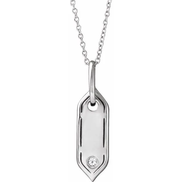 14K White Gold Initial L .05 CT Natural Diamond 16-18" Necklace