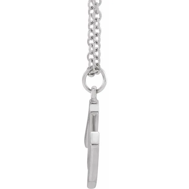 14K White Gold Initial M Dangle 16" Necklace