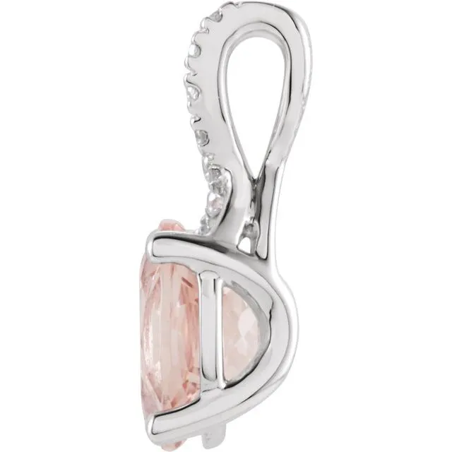 14K White Gold Natural Morganite & .03 CTW Natural Diamond Pendant