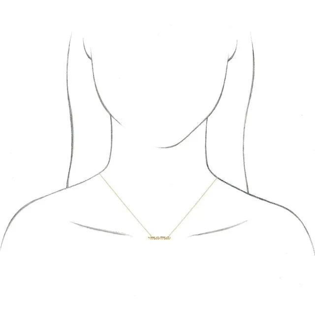 14K White Gold Petite Mama Script 18" Necklace