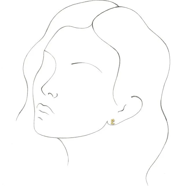 14K White Gold Single Gothic Initial C Earring