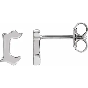 14K White Gold Single Gothic Initial C Earring