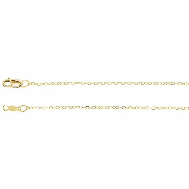 14K Yellow Gold 1.2 mm Flat Cable 7" Cable