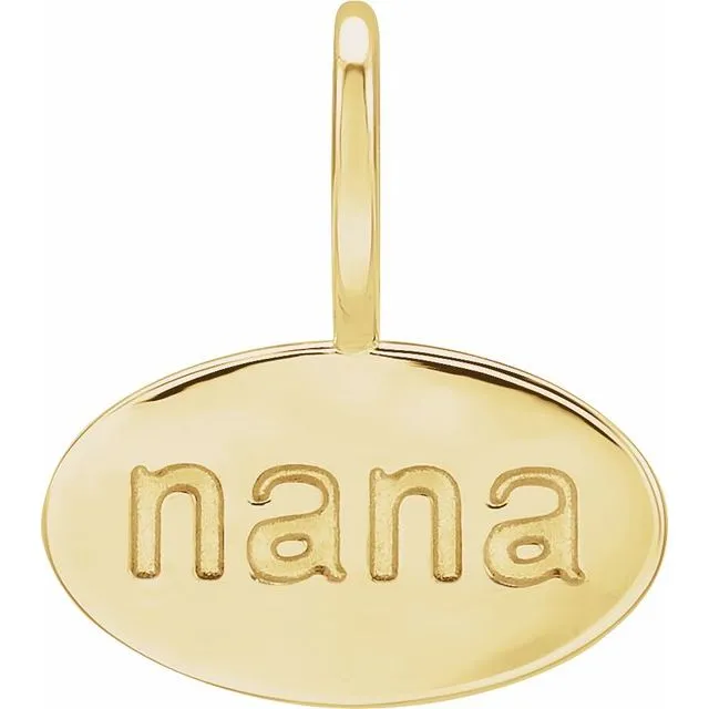 14K Yellow Gold 13.5x12 mm "Nana" Charm/Pendant