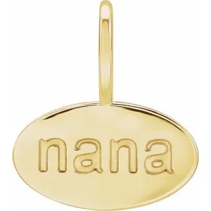 14K Yellow Gold 13.5x12 mm "Nana" Charm/Pendant