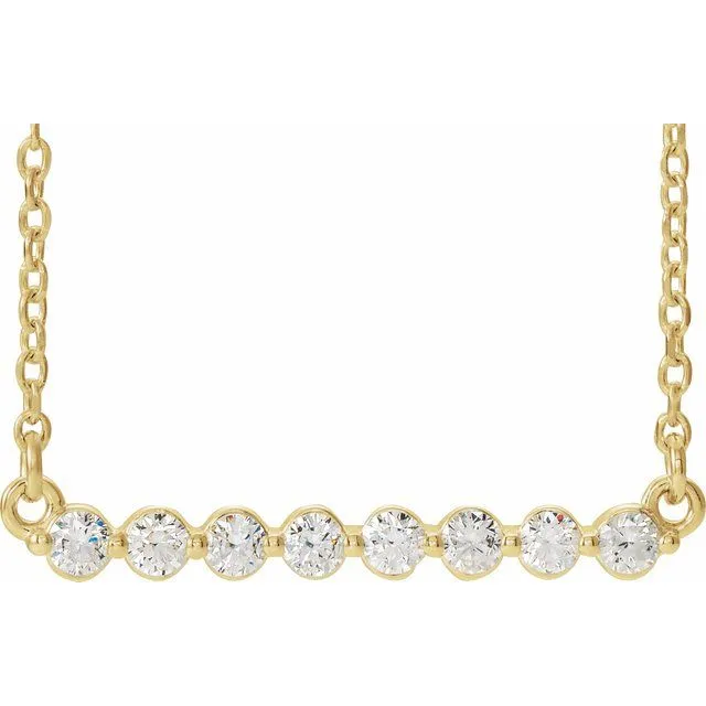 14K Yellow Gold 1/4 CTW Lab-Grown Diamond Bar 18" Necklace