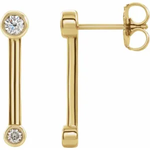 14K Yellow Gold 1/5 CTW Natural Diamond Bezel-Set Bar Earrings