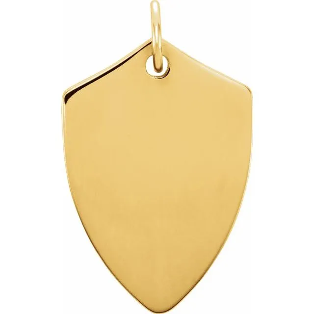 14K Yellow Gold 22.4x14.1 mm Shield Pendant