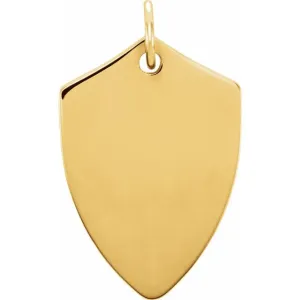14K Yellow Gold 22.4x14.1 mm Shield Pendant