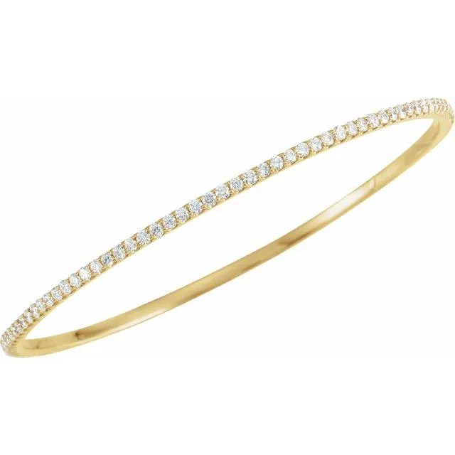 14K Yellow Gold 3 CTW Lab-Grown Diamond Stackable Bangle 8" Bracelet