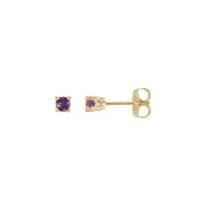 14K Yellow Gold 3 mm Natural Amethyst Earrings