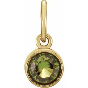 14K Yellow Gold 4 mm Round Imitation Peridot Birthstone Charm